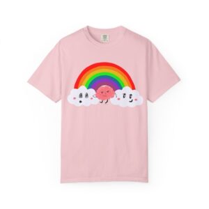 Head In The Clouds: Brain Running Under a Rainbow Graphic T-Shirt